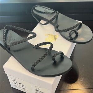 Ancient Greek sandals Black Braided Women's Sandals